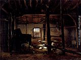 Eugene Verboeckhoven In The Stable painting